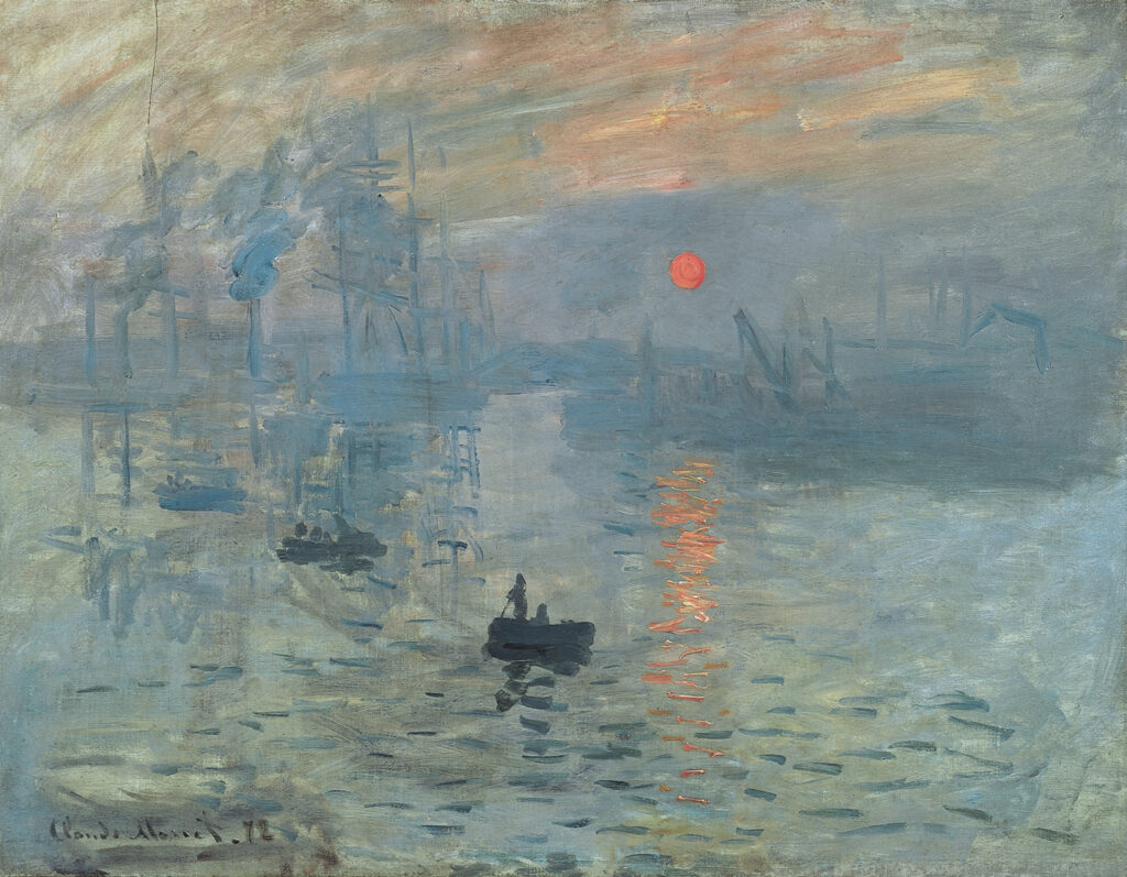 Impresión, sol naciente, de Claude Monet: el puerto de Le Havre entre la bruma del amanecer.
