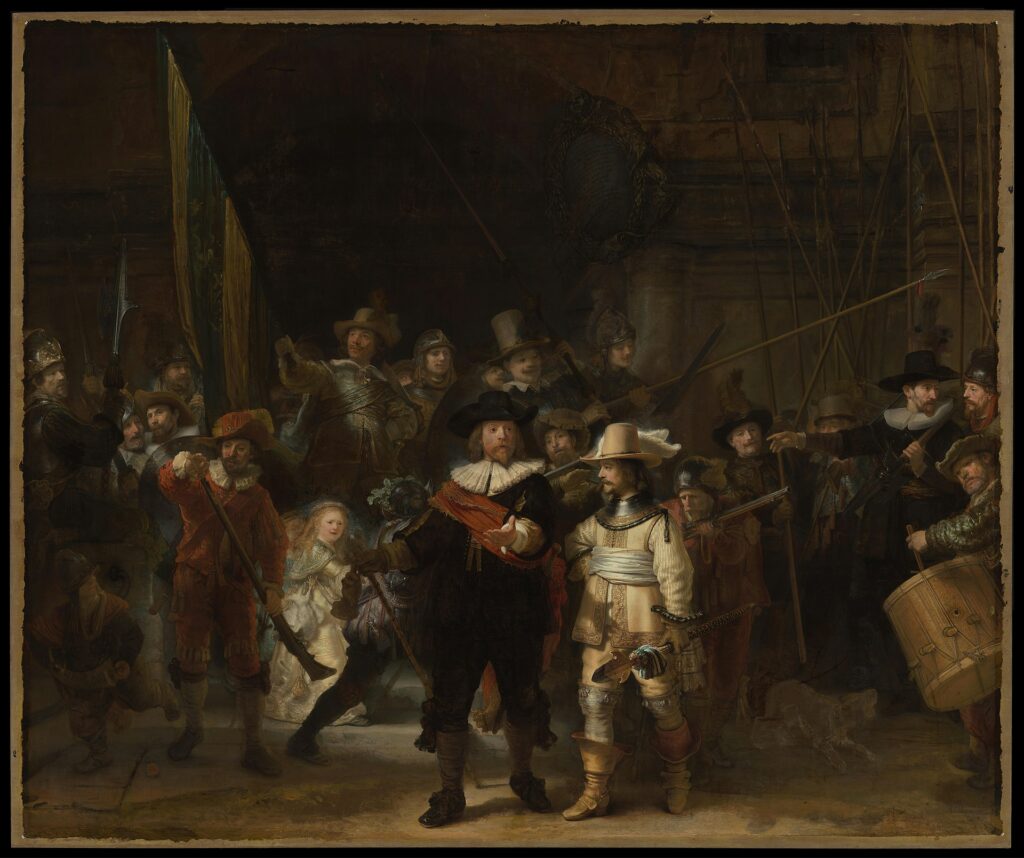 La ronda de noche, de Rembrandt: la compañía de milicianos saliendo a la calle.